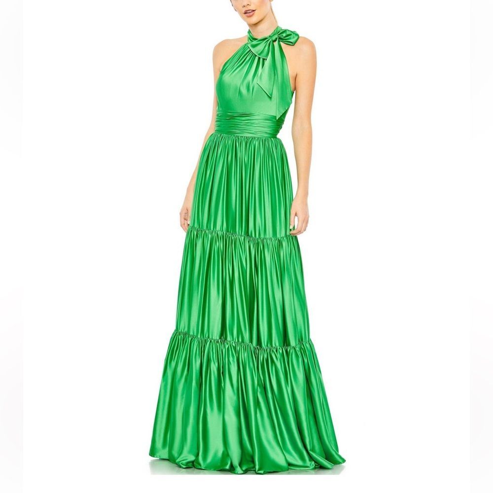 Mac Duggal Ruffle Tier Halter Maxi Dress - Picture 1 of 8
